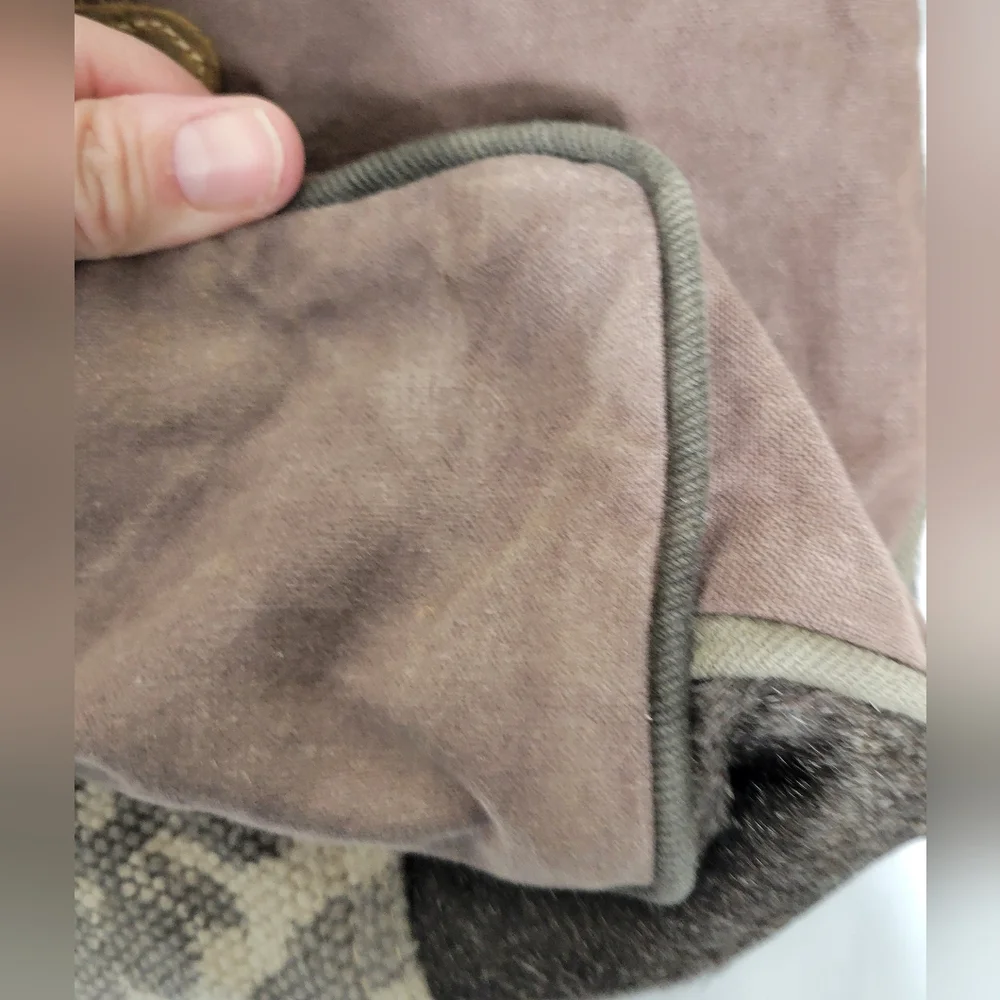 Myra EUC Ace Cowhide Canvas Messenger Bag Leather Straps Bohowestern Aztec Retro - Picture 14 of 16